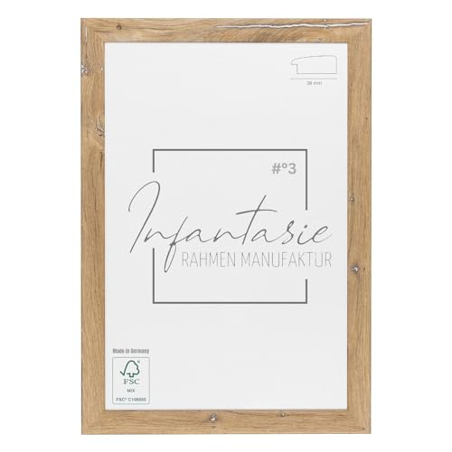 Infantasie 'N°3' Bilderrahmen 36x49 handgefertigt nach Maß | Eiche Vintage Silber | MDF-Holz Design Collage Holzbilderrahmen inkl. Acrylglas und Metall Aufhänger (Querformat & Hochformat) von Infantasie