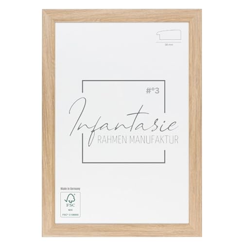 Infantasie 'N°3' Bilderrahmen 45x55 handgefertigt nach Maß | Eiche Natur | MDF-Holz Design Collage Holzbilderrahmen inkl. Acrylglas und Metall Aufhänger (Querformat & Hochformat) von Infantasie