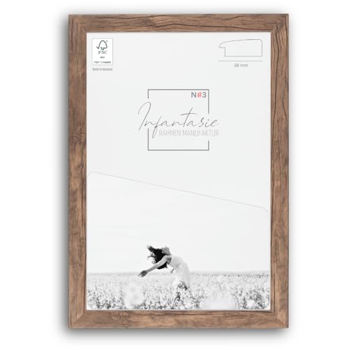 Infantasie 'N°3' Bilderrahmen 50x120 handgefertigt nach Maß | Eiche Dunkelbraun | MDF-Holz Design Collage Holzbilderrahmen inkl. Acrylglas und Metall Aufhänger (Querformat & Hochformat) von Infantasie