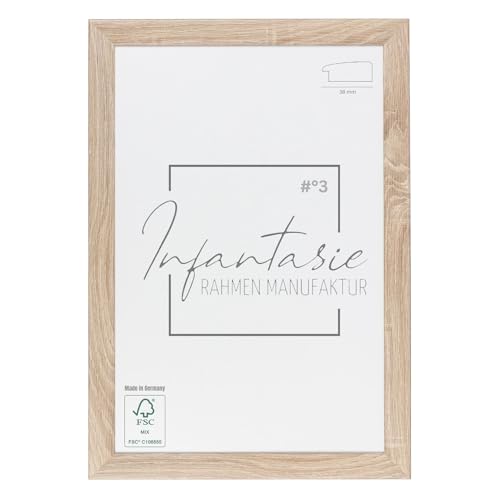 Infantasie 'N°3' Bilderrahmen 50x120 handgefertigt nach Maß | Eiche Sonoma | MDF-Holz Design Collage Holzbilderrahmen inkl. Acrylglas und Metall Aufhänger (Querformat & Hochformat) von Infantasie