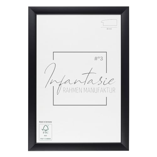 Infantasie 'N°3' Bilderrahmen 60x120 handgefertigt nach Maß | Schwarz Matt | MDF-Holz Design Collage Holzbilderrahmen inkl. Acrylglas und Metall Aufhänger (Querformat & Hochformat) von Infantasie