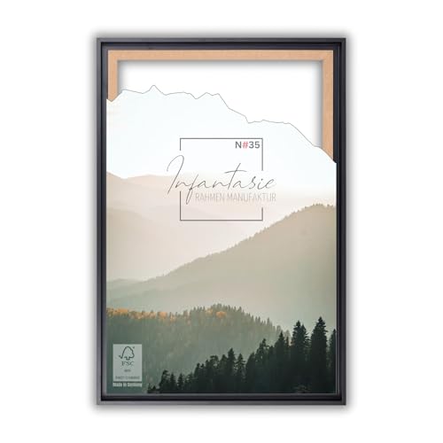 Infantasie 'N°35' Schattenfugenrahmen für 100x140 cm Keilrahmen | Schwarz Matt | MDF-Holz Bilderrahmen für Keilrahmen Leinwände inkl. Aufhänger und Montagematerial von Infantasie