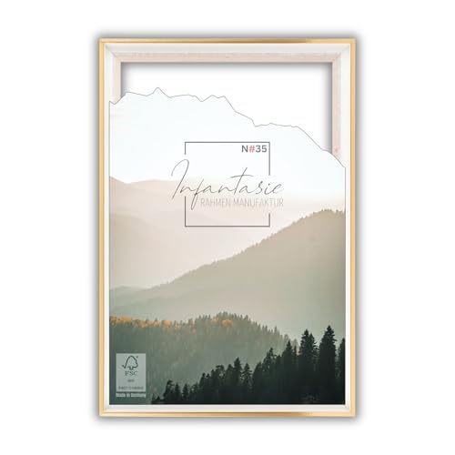 Infantasie 'N°35' Schattenfugenrahmen für 40x50 cm Keilrahmen | Weiss Gold | MDF-Holz Bilderrahmen für Keilrahmen Leinwände inkl. Aufhänger und Montagematerial von Infantasie