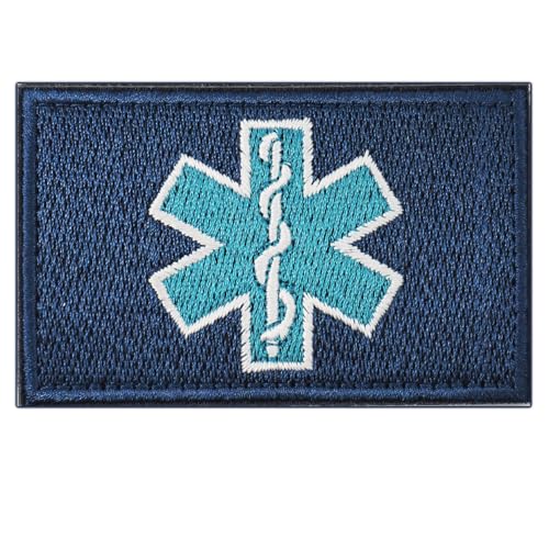 INFANTRYPRO Patch zum Aufbügeln, Krankenwagen, Kreuz, Rettungsaufnäher, 8 x 5 cm, zum Bügeln/Nähen, Notfall, Version Scratch Dispo unten, Blutgruppe A+ O+ Rescue, Rucksack, Airsoft Medic von InfantryPro