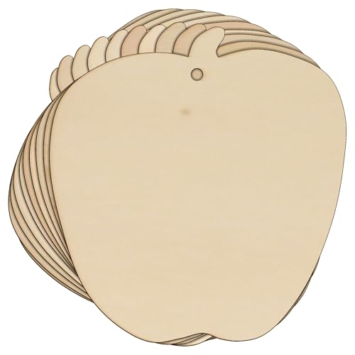 10 x Apfelform, Holz, 3 mm dick, Naturbäume (8 x 7,5 cm, Loch oben mittig) von Infinite Crafts Design Resources