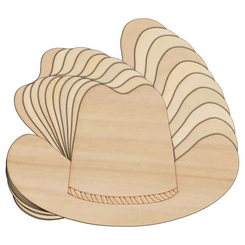 10 x Cowboyhut aus Holz, 3 mm Schicht, Kopfbedeckung (4 x 6,6 cm, ohne Loch) von Infinite Crafts Design Resources