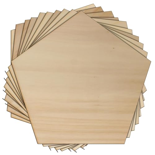 10 x Holz-Fentagon-Form, 3 mm, Sperrholz, geometrisch, 5-seitig, normal (20 x 21 cm, ohne Loch) von Infinite Crafts Design Resources