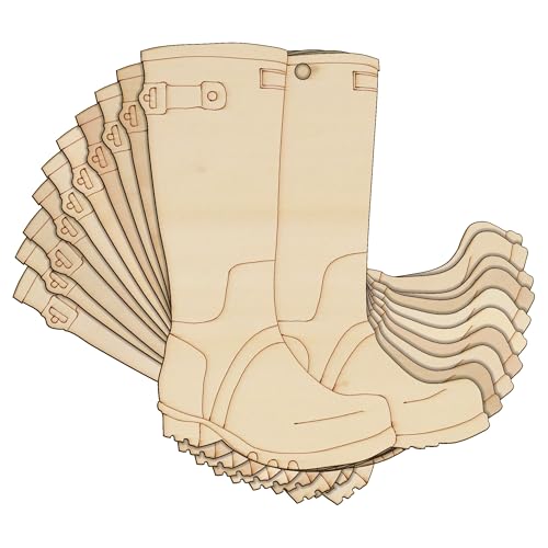 10 x Holz-Gummistiefel, 1 Paar, Bastelform, 3 mm lagiges Schuhwerk (4 x 3,3 cm, Loch oben mittig) von Infinite Crafts Design Resources