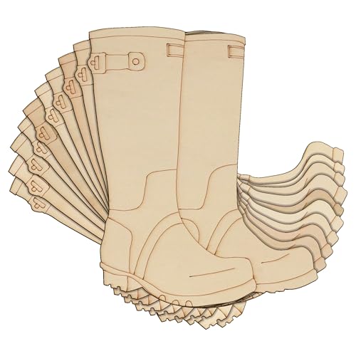 10 x Holz-Gummistiefel, 1 Paar, Bastelform, 3 mm lagiges Schuhwerk (4 x 3,3 cm, ohne Loch) von Infinite Crafts Design Resources