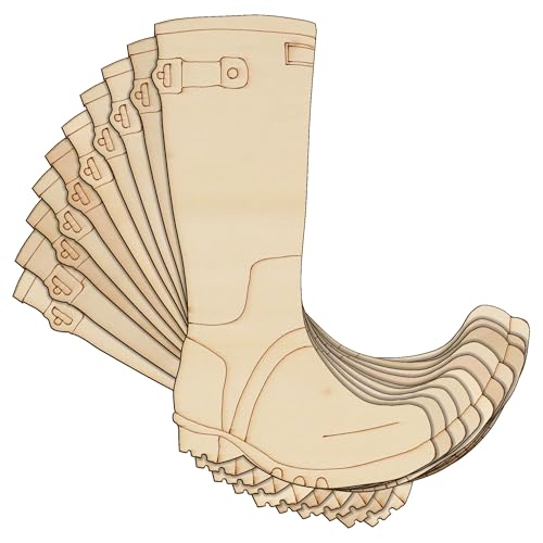 10 x Holz-Gummistiefel, einzelne Bastelform, 3 mm lagiges Schuhwerk (4 x 2,4 cm, ohne Loch) von Infinite Crafts Design Resources