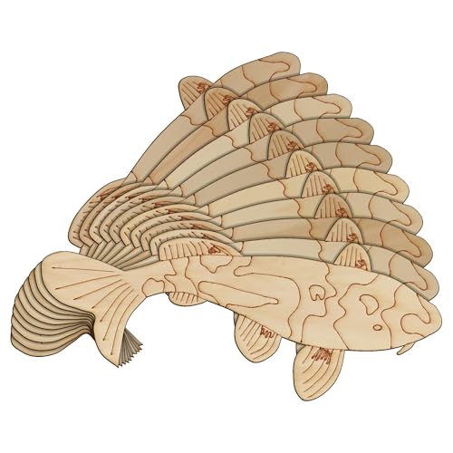 10 x Holz-Karpfen-Koi-Fische, gerade Bastelform, 3 mm Schicht, tropische Fische (3 x 7,5 cm, ohne Loch) von Infinite Crafts Design Resources
