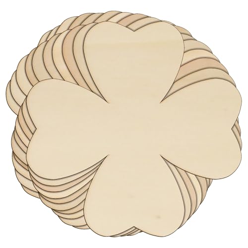 10 x Holz-Kleeblatt-Logo, Bastelform, 3 mm, Pflanze, Blume (10 x 10 cm, ohne Loch) von Infinite Crafts Design Resources