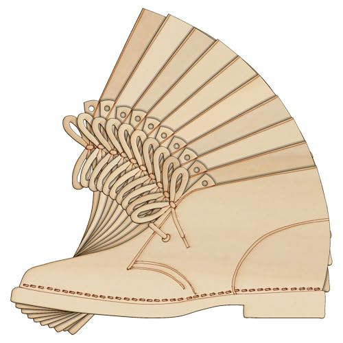 10 x Holz-Schleier, Wüstenstiefel, Bastelform, 3 mm, klassisches Design (4 x 8,4 cm, Loch oben mittig) von Infinite Crafts Design Resources
