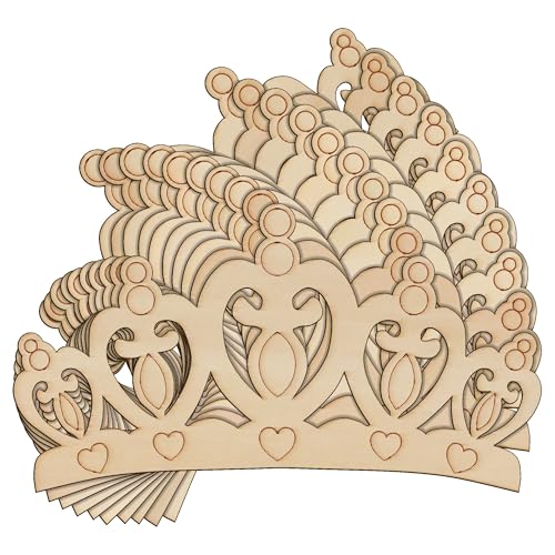 10 x Holzherz, Prinzessinnen-Herz-Krone, Bastelform, 3 mm lagige Kopfbedeckung (6 x 11 cm, ohne Loch) von Infinite Crafts Design Resources