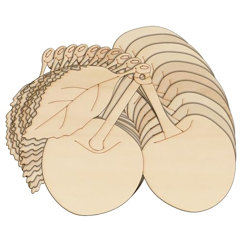 10 x Holzkirschfruchtstrauß mit Blattform, 3 mm lagig, Pflanzen-Gartenbaum (12 x 16,8 cm, Loch oben mittig) von Infinite Crafts Design Resources