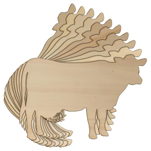 10 x Holzkuh, stehend, relistische Bastelform, 3 mm Schichten, Bauernhoftiere (8 x 12 cm, ohne Loch) von Infinite Crafts Design Resources