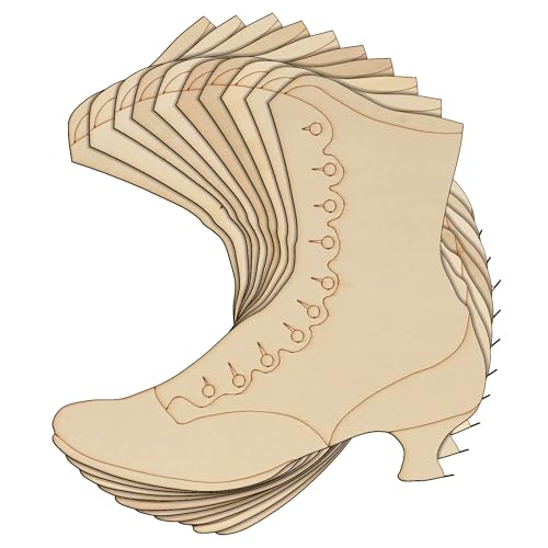 10 x Holzstiefel, viktorianischer hoher Knopf, weibliche Bastelform, 3 mm Schichtschuhe (10 x 10,4 cm, ohne Loch) von Infinite Crafts Design Resources