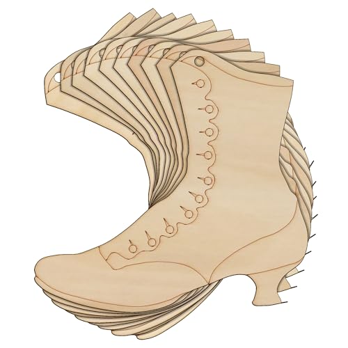 10 x Holzstiefel, viktorianischer hoher Knopf, weibliche Bastelform, 3 mm Schichtschuhe (4 x 4,2 cm, Loch oben mittig) von Infinite Crafts Design Resources