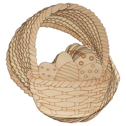 10 x Osterkörbchen aus Holz mit Eiern, Bastelform, 3 mm, Jagdhase (20 x 14,8 cm, Loch oben mittig) von Infinite Crafts Design Resources
