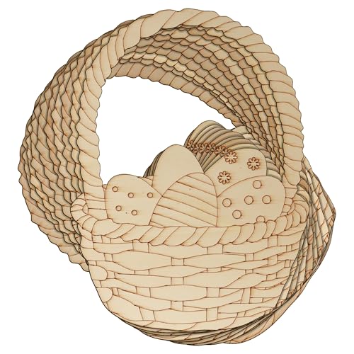 10 x Osterkörbchen aus Holz mit Eiern, Bastelform, 3 mm, Jagdhase (20 x 14,8 cm, ohne Loch) von Infinite Crafts Design Resources