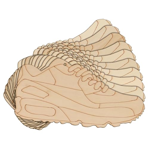 10 x Schuhtrainer aus Holz, einseitige Form, 3 mm lagig, Laufsport (20 x 37,6 cm, Loch oben mittig) von Infinite Crafts Design Resources