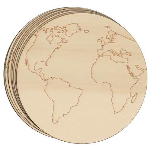 10 x einfache Holzscheibe für Europa, Afrika, Amerika, Bastelform, 3 mm Schicht, Erde (8 x 8 cm, ohne Loch) von Infinite Crafts Design Resources