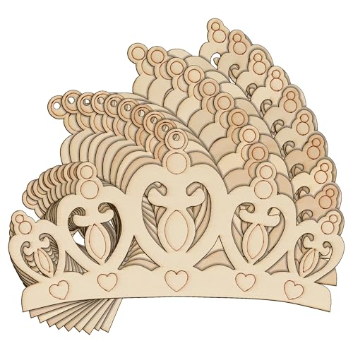 10 x hölzerne Herz-Herz-Krone, Bastelform, 3 mm lagige Kopfbedeckung (5 x 9,2 cm, Loch oben mittig) von Infinite Crafts Design Resources
