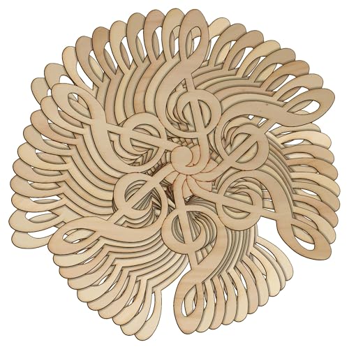 10 x hölzerne Notenschlüssel-Schneeflocke, Bastelform, 3 mm, G-Notennote (6 x 5,4 cm, ohne Loch) von Infinite Crafts Design Resources