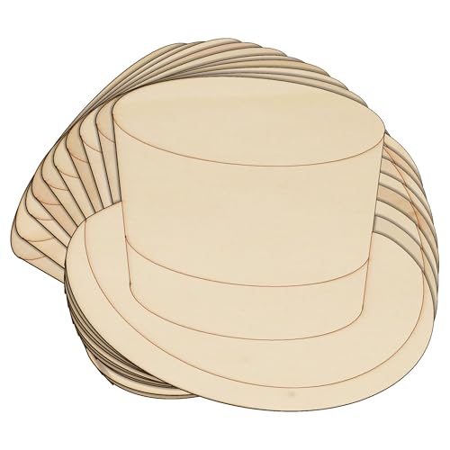 10 x hölzerner Zylinderhut für Herren, Bastelform, 3 mm, Kopfbedeckung, Vintage-Stil (5 x 5 cm, ohne Loch) von Infinite Crafts Design Resources