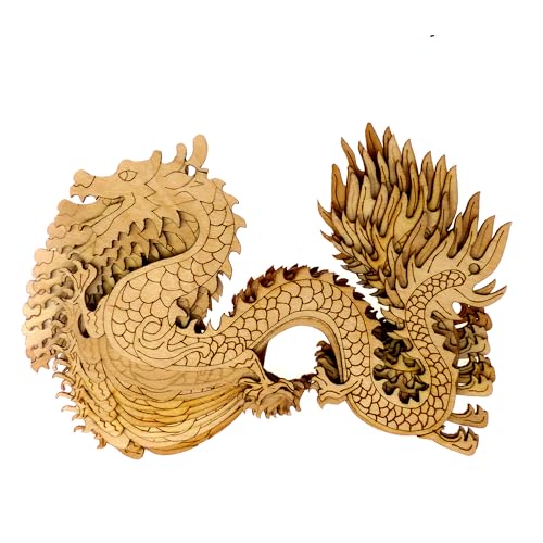 Chinesischer Drache aus Holz, 3 mm dick, Fantasie-Mythologie (12 x 21,6 cm, 2 Löcher an den oberen Ecken), 10 Stück von Infinite Crafts Design Resources