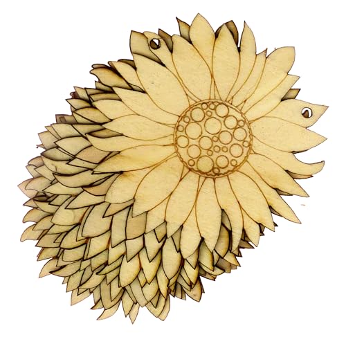 Holz-Sonnenblumenkopf, 3 mm Schicht, für Pflanzen, Garten, Natur (18 x 18 cm, 2 Löcher an den oberen Ecken), 10 Stück von Infinite Crafts Design Resources