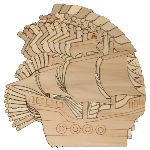 Piratenschiff-Formen aus Holz, 3 mm, Sperrholz, nautisches Seeboot (8 x 9,6 cm, ohne Loch), 10 Stück von Infinite Crafts Design Resources
