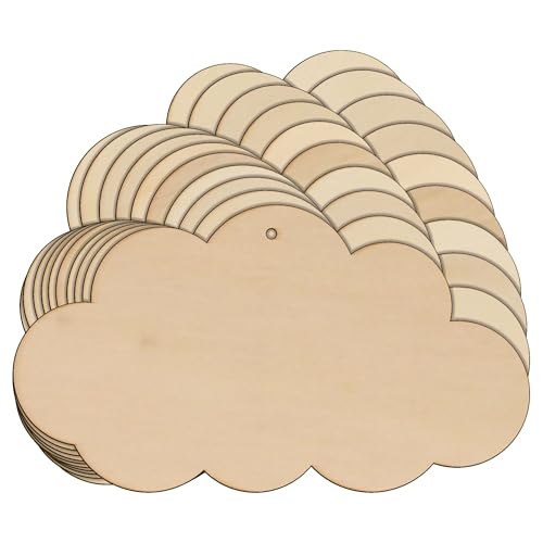 Wolken-Comic-Form, Holz, 3 mm lagig, natürliches Universum, Wettersturm, 5 x 9 cm, Loch oben in der Mitte, 10 Stück Wolken-Comic-Form, Holz, 3 mm lagig, natürliches Universum, Wettersturm, 5 x 9 cm, Loch oben in der Mitte, 10 Stück von Infinite Crafts Design Resources