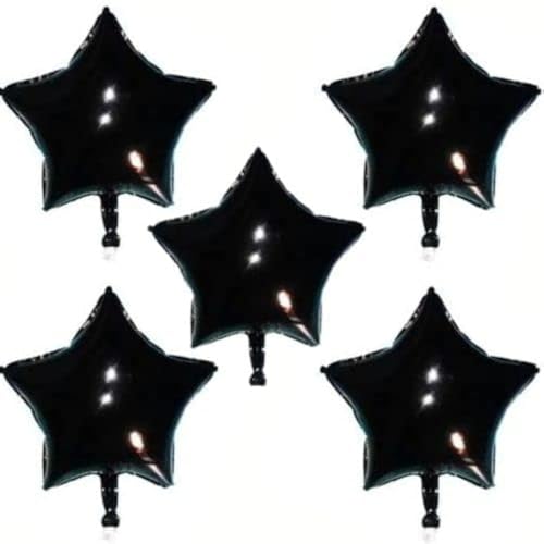 Aufblasbare 45,7 cm große Sternballons Folienballons Helium oder Luft, 5 Stück (5 schwarze Sterne) von Inflate Decorate Ltd.