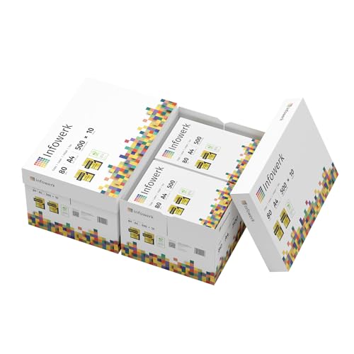 Infowerk Druckerpapier und Kopierpapier 10000 Blatt 20 x 500 A4 80g Premium Hochweiß CIE 160 Testsieger PEFC Umweltzertifikat Infowerk Druckerpapier und Kopierpapier 10000 Blatt 20 x 500 A4 80g Premium Hochweiß CIE 160 Testsieger PEFC Umweltzertifikat von Infowerk