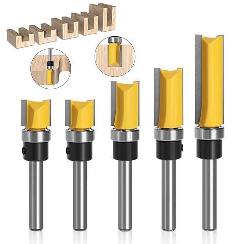 Infreecs 5 Stück Bündigfräser Kugellager Oben, 6,35 mm Schaft Bündigfräser, Ø 12,7 mm Kanten Kopierfräser mit Kugellager, Nutfräser Bündigfräser Set, Fräser Schneiden Nutfräsen für Holz Infreecs 5 Stück Bündigfräser Kugellager Oben, 6,35 mm Schaft Bündigfräser, Ø 12,7 mm Kanten Kopierfräser mit Kugellager, Nutfräser Bündigfräser Set, Fräser Schneiden Nutfräsen für Holz von Infreecs
