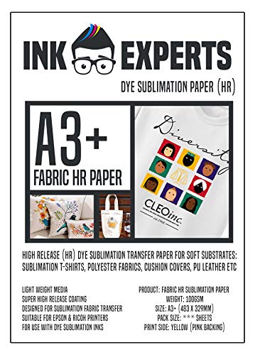 Ink Experts Stoff A3+ High Release (HR) Sublimationspapier, 100 g/m², 50 Stück von Ink Experts