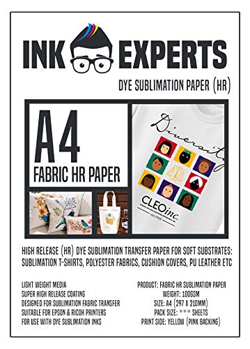 Ink Experts Stoff A4 High Release (HR) Sublimationspapier 100 g/m² (100 Blatt) von Ink Experts