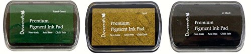 Dovecraft Premium Pigment Tinte Pads – Set von 3 – Forest Grün, Gold, Jet Schwarz & frei Porto von CR Trading:) von Ink Pads