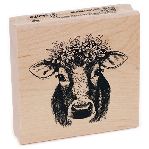 Inkadinkado 60-01738 Stempel aus Holz, Kuh, für Kunst und Handwerk, 5,1 x 5,1 cm von Inkadinkado