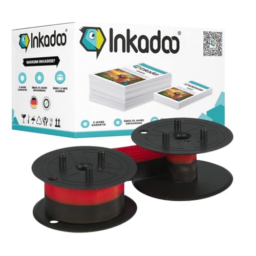 Inkadoo Farbband für Canon 4202A002 / EP-102 CP 120, D/PD/1200 Series, Nylonband, Schwarz-Rot, 13mm x 6mm Tintenband, Schreibmaschinenband, Farbband Schreibmaschine von Inkadoo