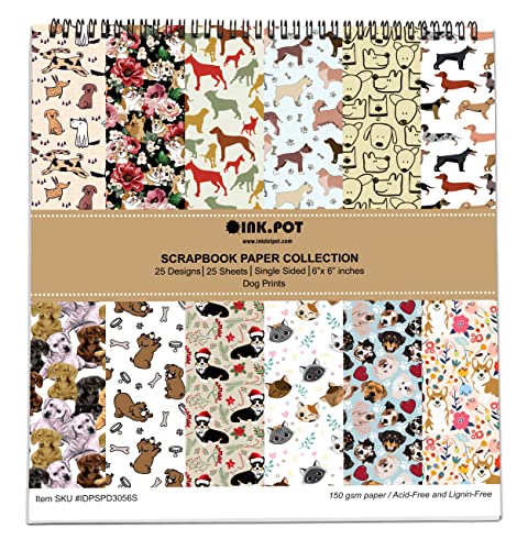 Inkdotpot 25 Hunde-Druck-Scrapbook-Papierblock, 15,2 x 15,2 cm, einseitiges Scrapbooking-Papier, buntes Karton, Papier, Scrapbooking, dekorativer Hintergrund, Kartenherstellung, Zubehör für Tagebuch, Bastelpapier Inkdotpot 25 Hunde-Druck-Scrapbook-Papierblock, 15,2 x 15,2 cm, einseitiges Scrapbooking-Papier, buntes Karton, Papier, Scrapbooking, dekorativer Hintergrund, Kartenherstellung, Zubehör für Tagebuch, Bastelpapier von Inkdotpot