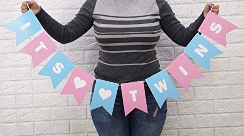 Inkdotpot Es Ist Zwillinge Pre Ammer Rustikale Geschlecht Kraft Bespannt Reveal Flagge Schwangerschaft Ankündigung Banner Girlande Bunting von Inkdotpot