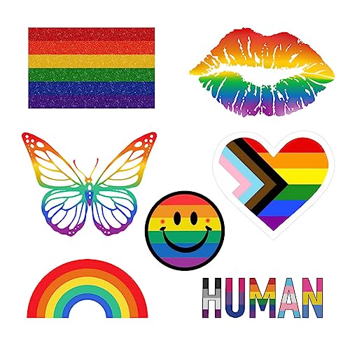 7 x LGBT Bügelbilder für Stoffe Gay Pride Flagge Menschliche Regenbogen Lippen Schmetterling Happy LGBTQ… von Inking House