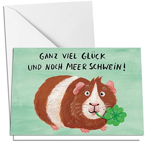 Inkognito Klappkarte Grußkarte inkl. Umschlag | Anlass: ''Glück zum Geburtstag'', Motiv: Meerschwein ''Meer Schwein'' | Künstler: Nastja Holtfreter | Art-Nr.: 38617-5 | vom Berliner Verlag von Inkognito