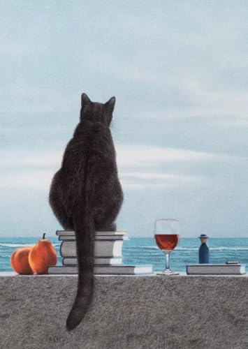 Inkognito Grußkarte mit Umschlag/Klappkarte - Motiv: Katze am Meer (2), Anlass:, Künstler/Verlag Quint Buchholz, Art-Nr.: 8065-5 von Inkognito