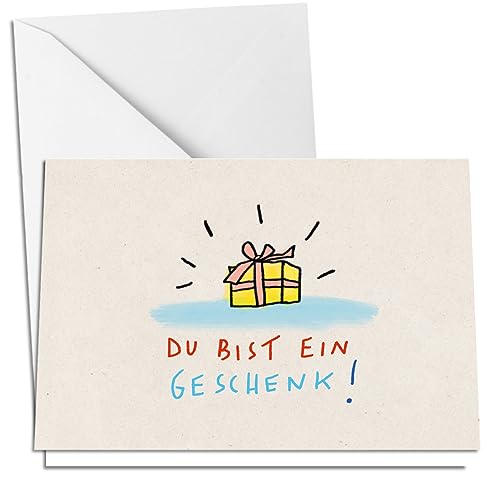 Inkognito Klappkarte mit Umschlag 10,5 x 14,8 cm (hoch) • 29373-5 ''KD Du bist ein Geschenk Künstler Henrike Wilson • Geburtstag • Alles Gute • Text • 0 • 0 • 0 von Inkognito