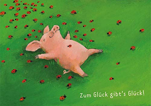Klappkarte mit Umschlag 17,0 x 11,5 cm (quer) • 29351-5 ''Zum Glück gibt's Glück'' von Inkognito • Künstler: INKOGNITO Henrike Wilson • Zum Glück gibt's Glück • Tiere • Geburtstag • Alles Gute • weitere • Alles Gute von Inkognito