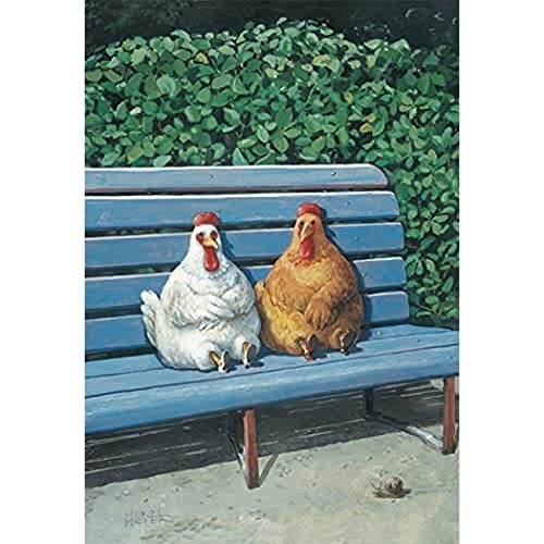 Klappkarte mit Umschlag C6- (11,5 x 17 cm) • 14750 ''Hühner'' von Inkognito • Künstler: INKOGNITO © Rudi Hurzlmeier • Fantastik • Tiere • Liebe/Valentinstag • Ostern von Inkognito