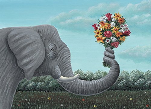 Klappkarte mit Umschlag C6- (11,5 x 17 cm) • 28634-5 ''Elefant / Blumen'' von Inkognito • Künstler: INKOGNITO © Nastja Holtfreter • Alles Gute • Liebe/Valentinstag von Inkognito